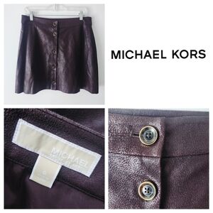 Michael Kors Chocolate Brown Faux Leather Button Front Skirt Brown Size 6